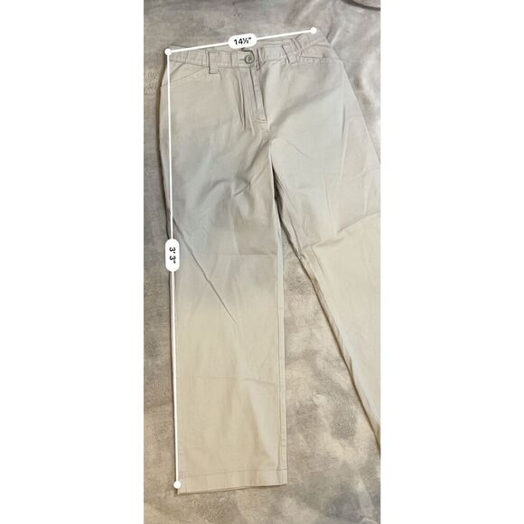 LL Bean Light Gray Straight Leg Stretch Waist Pants 14 - Picture 4 of 8